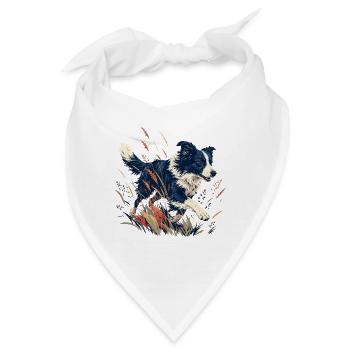 Hund auf der bunten Wiese - Bandana - Weiß - Vorne