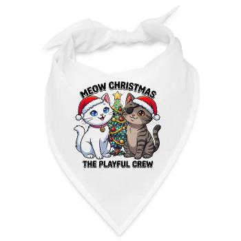 Katzen Meow Christmas Baum - Bandana - Weiß - Vorne