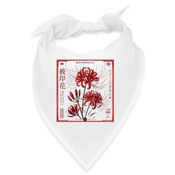 Japan Blume Rote Lilie  - Bandana - Weiß - Vorne