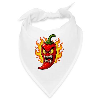 Wütende Chili Schote – Feuer Scharfes Cartoon Desi - Bandana - Weiß - Vorne