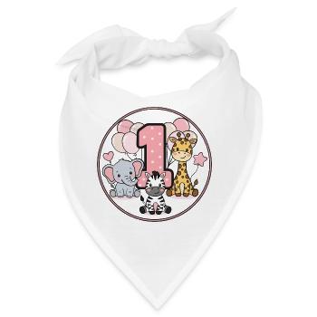 Erstes Geburtstag Tierfreunde Kreis - Bandana - Weiß - Vorne