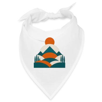 Minimalistisches Geo Landschafts Design  - Bandana - Weiß - Vorne