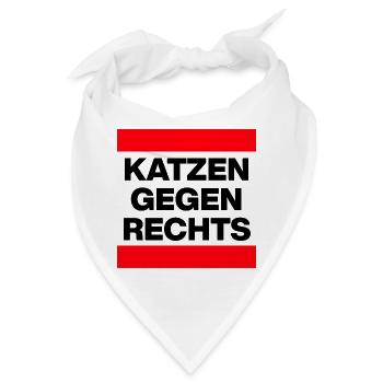 KATZEN GEGEN RECHTS, NO AFD NO NZS, NIE WIEDER - Bandana - Weiß - Vorne