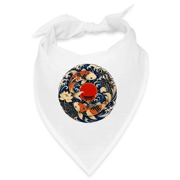 Koi im Mondkreis mit Torii - Bandana - Weiß - Vorne