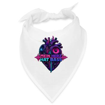Mein Herz Hat Bass – Festival & Techno Heart Beat - Bandana - Weiß - Vorne