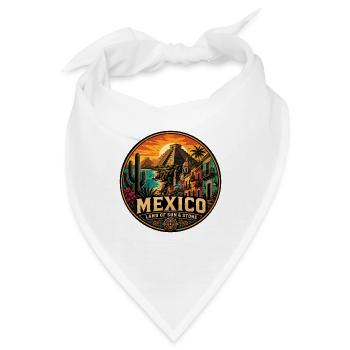 Mexiko Vintage-Reise-Sonnen- und Steinabzeichen - Bandana - Weiß - Vorne