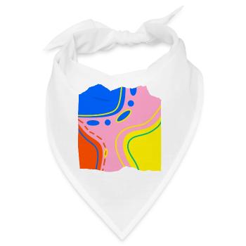 Abstraktes Farbfluss Kunstwerk - Bandana - Weiß - Vorne