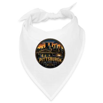 Pittsburgh Steel City Retro Bridge Schweißabzeichen - Bandana - Weiß - Vorne