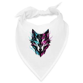 Wolfskopf neonfarben - Bandana - Weiß - Vorne