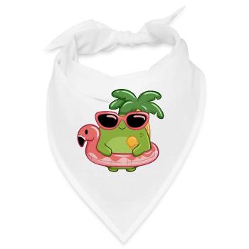 Sommerlicher Frosch mit Sonnenbrille und Flamingo  - Bandana - Weiß - Vorne