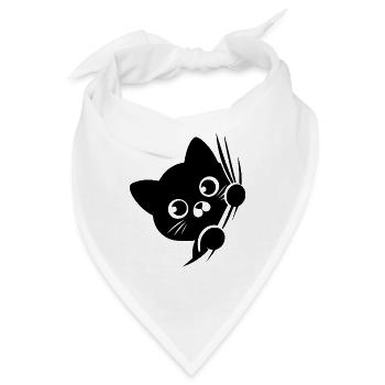 Verdutzte Katze hinter dem Vorhang - Bandana - Weiß - Vorne