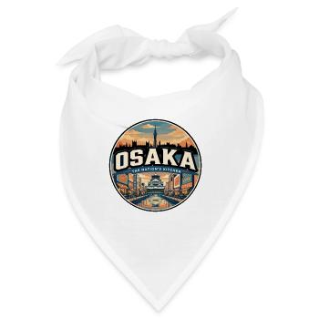 Retro Osaka Dotonbori Reiseabzeichen - Bandana - Weiß - Vorne