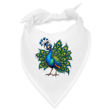 Pfauenfederstrahl Farbenspiel Pfau lustig comic - Bandana - Weiß - Vorne