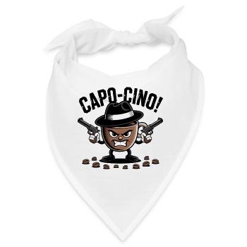CAPO-CINO – Gangster-Kaffee-Wortspiel-Zeichentrick-Design - Bandana - Weiß - Vorne