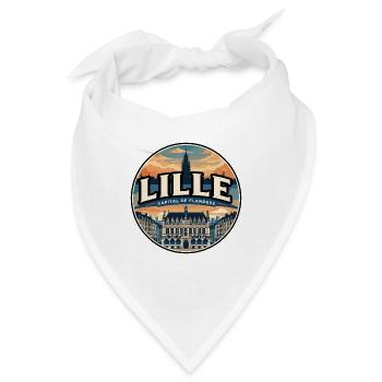 Retro Lille Grand Place Reiseabzeichen - Bandana - Weiß - Vorne