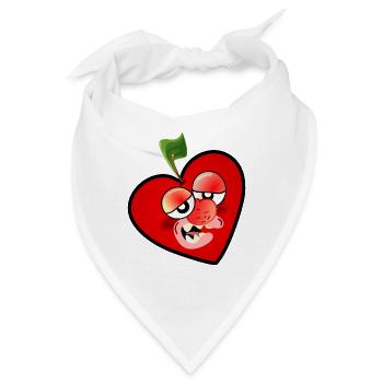 Herz Kirsche Müde - Bandana - Weiß - Vorne