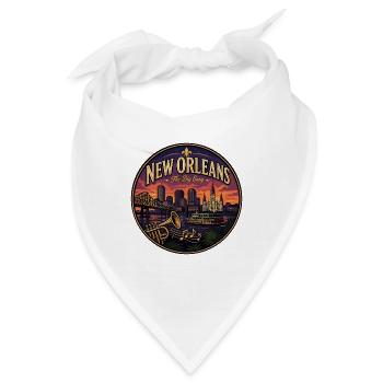 New Orleans Big Easy Retro Trompetenabzeichen - Bandana - Weiß - Vorne