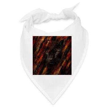 Abstrakter schwarzer Panther in bunten Flammen - Bandana - Weiß - Vorne