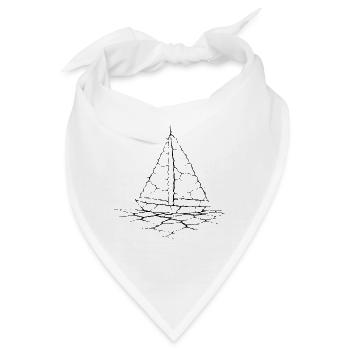 Cracked Sailboat – Minimalistisches Segelmotiv - Bandana - Weiß - Vorne