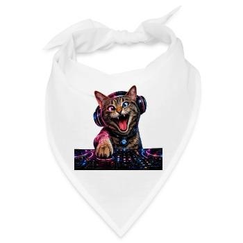 DropWild Loki Techno Cat DJ - Bandana - Weiß - Vorne