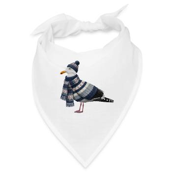 Möwe im Winter Strickoutfit Vogel Weihnachten - Bandana - Weiß - Vorne