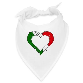 Italienflaggenherz zerkratzt - Bandana - Weiß - Vorne
