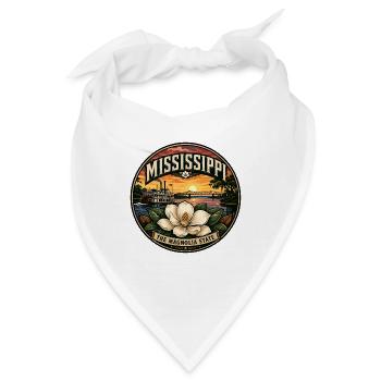 Mississippi Magnolia State Retro Dampfschiff-Abzeichen - Bandana - Weiß - Vorne