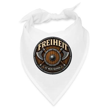 Freiheit ist mein Wappen – Mittelalter Schild & Äx - Bandana - Weiß - Vorne