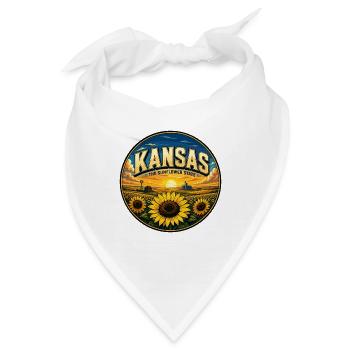 Kansas The Sunflower State Retro Farm Abzeichen - Bandana - Weiß - Vorne