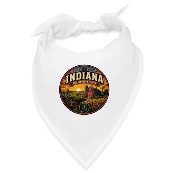 Indiana Das Hoosier State Retro Barn Farm Abzeichen - Bandana - Weiß - Vorne
