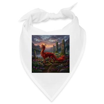 Roter Drache auf Mystischen Feldern - Bandana - Weiß - Vorne
