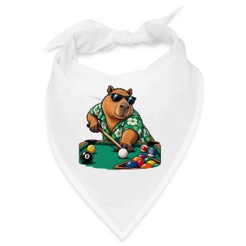Süßes Capybara beim Billard - Bandana - Weiß - Vorne