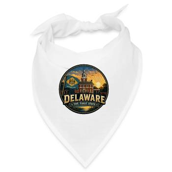 Delaware: Das erste Retro-Kapitol-Flaggenabzeichen des Bundesstaates - Bandana - Weiß - Vorne