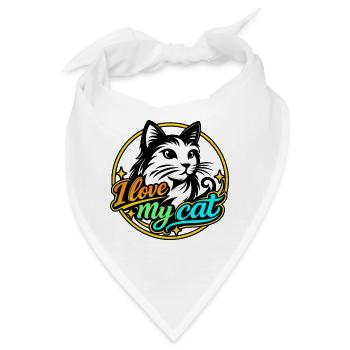 I Love My Cat Neon – Katzendesign-Damenkleidung - Bandana - Weiß - Vorne