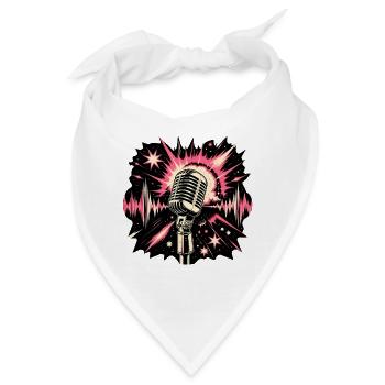 Mikrofon & Sterne – Retro Bühnen-Energie Design - Bandana - Weiß - Vorne
