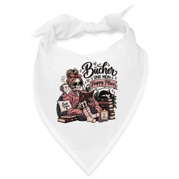 Bücher sind mein Happy Place – Gemütliche Lesezeit - Bandana - Weiß - Vorne