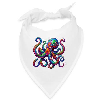 Lebhafter Neon-Oktopus-Ausbruch - Bandana - Weiß - Vorne