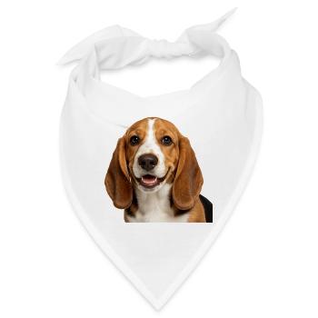 Glücklicher Basset-Hund - Bandana - Weiß - Vorne