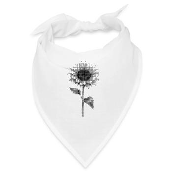 Graustufenblüte im Halbton-Bipmap-Effekt - Bandana - Weiß - Vorne