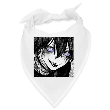 Dunkler Manga-Schrecken mit Blautönen - Bandana - Weiß - Vorne
