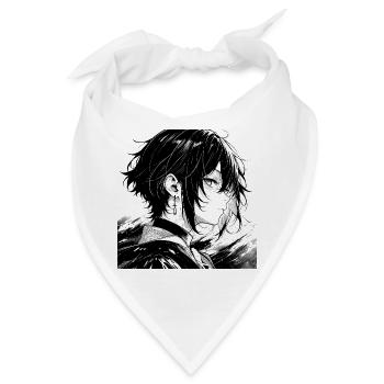 Monochromer Manga-Charakter Profil - Bandana - Weiß - Vorne