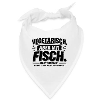 Vegetarisch. Aber mit Fisch. - Bandana - Weiß - Vorne