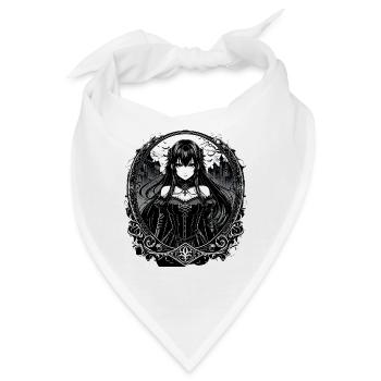 Gothic Anime-Dame im viktorianischen Rahmen - Bandana - Weiß - Vorne