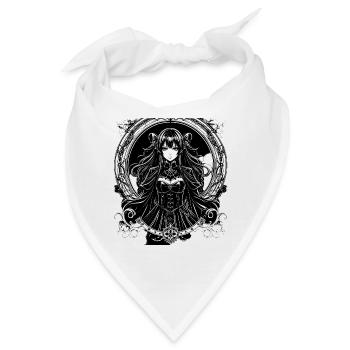Gothic Anime Lady im Ornamentrahmen - Bandana - Weiß - Vorne