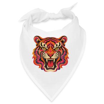 Psychedelischer Tigerkopf - Bandana - Weiß - Vorne