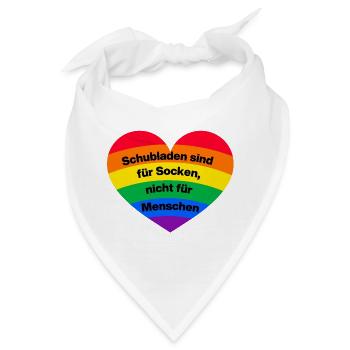 SCHUBLADEN SIND FÜR SOCKEN, TOLERANZ MENSCHENRECHT - Bandana - Weiß - Vorne