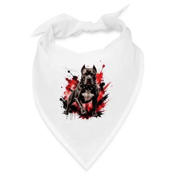 Pitbull mit rotem Spritzer - Bandana - Weiß - Vorne