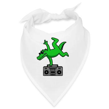 Grüner Krokodil auf Boombox - Bandana - Weiß - Vorne