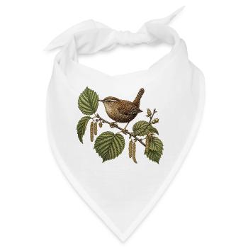 Süßer Zaunkönig – Naturwissenschaftliche Gravur - Bandana - Weiß - Vorne