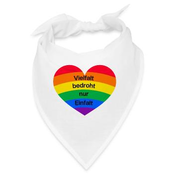 VIELFALT BEDROHT NUR EINFALT, FÜR EINE BUNTE WELT - Bandana - Weiß - Vorne